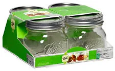 Ball Brushed Silver Wide Mouth 16oz. Jars