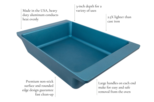 All American Deep Bake Casserole Pan, Durable Nonstick Cast