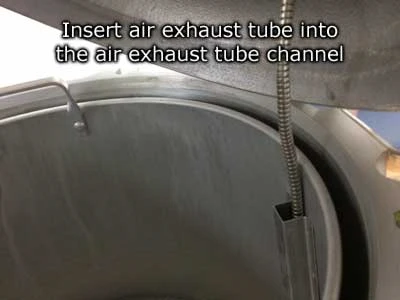 Insert air exhaust tube into channel